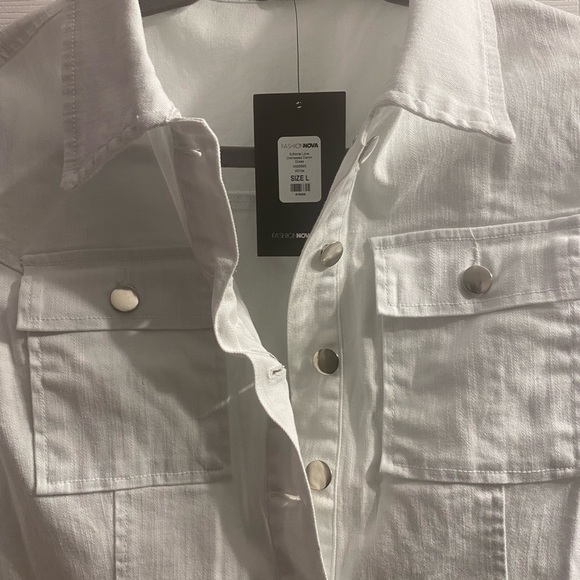 Fashion Nova White Long Sleeve Denim Dress - Picture 5 of 5